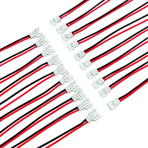Babaobox 20pairs 24AWG JST 51005 2.0mm Spade 2P Cable Lead Connector Plug Male and Female with 150mm Wire for 1S Battery Charging