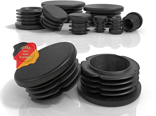 PD® Lamellenstopfen Rund 50mm für Rundrohr - Runde Endkappen aus PE Kunststoff - Rohrstopfen 50mm zur Rohrabdeckung von Stahlrohr, Edelstahlrohr, Alurohr & Aluprofil - Rundstopfen Schwarz - 4 Stück
