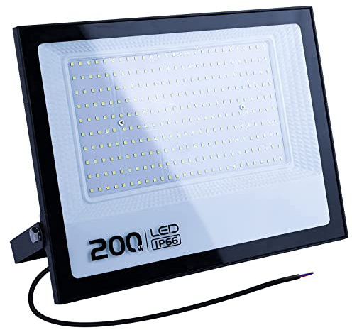 MIWATT 220V 200W LED luce di inondazione, bianco freddo 6000K, IP67luci di sicurezza super luminose impermeabili, proiettore esterno per cortile, giardino, parco giochi, campo da basket...