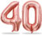 Lingqiang Rose Gold Number 40 Birthday Balloons, Inch Large Mylar Foil 4 and 0 Balloons for Women, 40th Year Old Anniversary Party Decorations Supplies