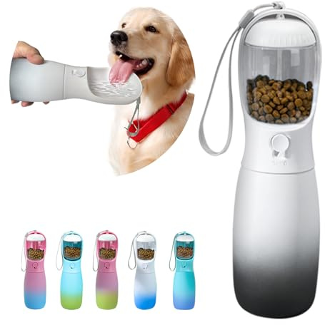 MITOCAPY Botellas de agua portátiles para perros, botella de agua 2 en 1 de grado alimenticio para mascotas con recipiente de alimentos, dispensador de agua para perros de gran capacidad, accesorios