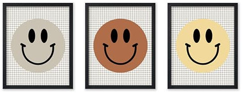 Poster Master 3-teiliges Poster mit lächelndem Gesicht, karierte und trendige Kunst, minimalistische Kunst, Geschenk für Kinder und Eltern, tolle Dekoration für Spielzimmer, Kinderzimmer oder