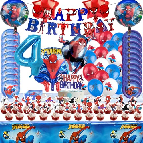91 Stück Geburtstagsdeko Jungen, Geburtstag Partygeschirr Set Kinder, Geburtstagparty Dekoration Teller Becher Servietten Tischdecke