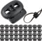 40 fermacorda a 2 fori, morsetto per corda, 2 fori, in plastica, colore nero, per cordoncini fino a Ø 4 mm, per corde, giacche, cordoncino in gomma