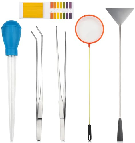 QUOZUO 6 pcs Fish Tank Cleaning Tools, Aquarium Cleaning Tools Feeder Tools Kit, Aquarium Plants Cleaner, Algae Scraper for Glass Aquariums