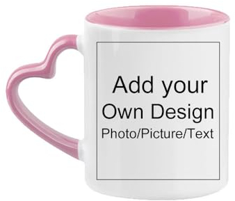 East-hai-buy Tasse Personnalisée avec Poignée en Forme De Cœur avec Photo et Texte Tasse À Café en Céramique De 12oz Tasse Personnalisée pour Couple Cadeau d'anniversaire Pink,350ML