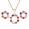 VJUYSW Parure Gioielli Set per Donna Fiore Ciondolo Collana Orecchini Set Intarsio Cristalli Colorato Regalo Aniversario Compleanno per Donna/Moglie/Sposa
