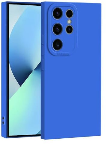 JIAFEI Coque de téléphone pour Samsung Galaxy S24 Ultra, Fine et protectrice en Silicone TPU Souple avec Protection de la caméra - Bleu foncé