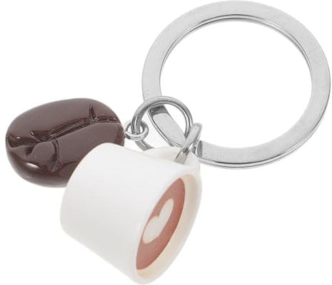 Cabilock Bean Pendant Keyring Tassels Coffee Gadget Keychain Metal Key Ring for Backpack Bag Pendant