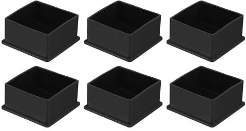 QUARKZMAN 6Pcs Embouts de Pieds de Chaise Carrés en PVC, 60mm x 60mm OD, Noirs, pour Protéger Les Pieds de Meubles de Table, Les Couvercles de Pieds de Chaise, Les Protecteurs de Sol