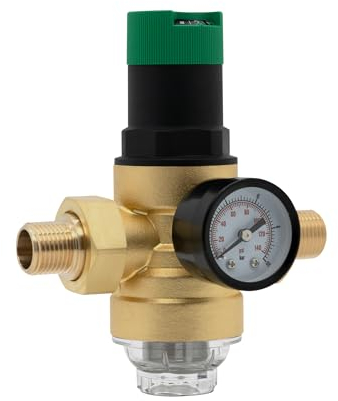 Vancoco Riduttore di Pressione Acqua con Filtro, Valvola di Riduzione della Pressione dell'Acqua 1/2 Pollici DN15 in Ottone con Manometro