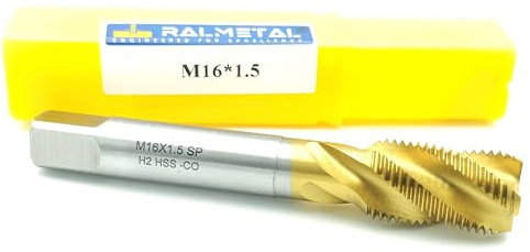 RALMETAL Gewindebohrer M16x1.5 HSS-Co H2 TiSiN DIN 376 Spiralgewindebohrer Maschinengewindebohrer
