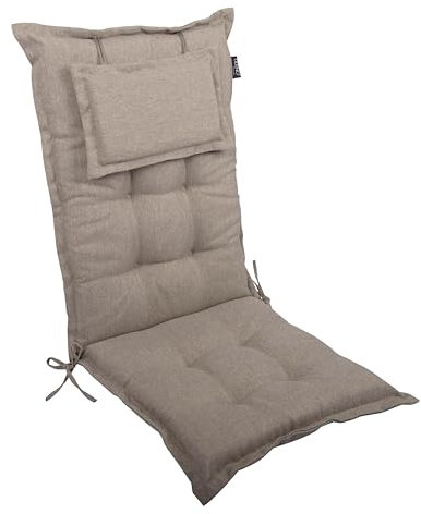 LILENO HOME Mar Cuscini per sedia da giardino, in set da 1, per sedia a sdraio con schienale alto, tortora Y, comodi cuscini per sedie pieghevoli