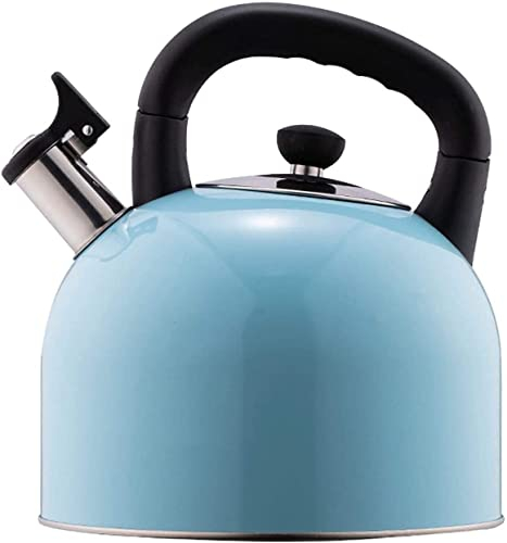 CAFIEDR Teekanne für Herd, Hot Pot, Wasserkocher, Teekanne für Herd, Instant-Hot Pot, Teekessel, Warmwasserbereiter, Edelstahlkessel, Pfeifkessel, 5 l, Teekessel (Hellblau, 5 l)