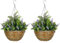 Outsunny Pack of 2 Faux Plant Artificial Lavender Flowers Hanging Planter with Basket for Indoor Outdoor Decoration, Purple