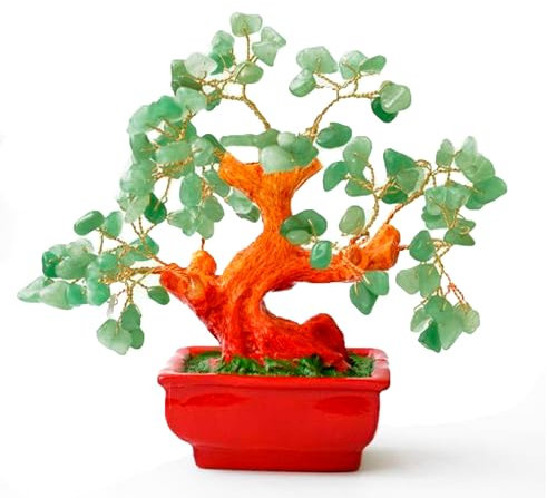 Only faith Arbre de vie Pierres naturelles 100 % authentiques Arbre de vie Décoration en cristaux curatifs thérapies Yoga (Aventurine verte, 20 cm moyen)