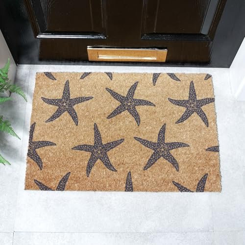 Artsy Mats - Starfish Coir Doormat - Made from Tufted Coconut Fibre - Non-Slip Natural Rubber Backed Doormats Indoor - Heavy Duty, Decorative OutDoormats, (60x40cm)