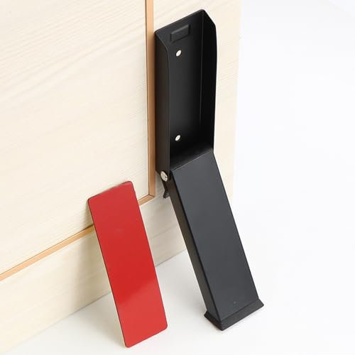Quixotical Durable Kick Down Door Stoppers - Heavy Duty Stainless Steel Door Stoppers, No Drilling, Anti-Slip, Self-Adhesive Door Holder for Home, Office, Bedroom, and Kitchen Doors(Black)