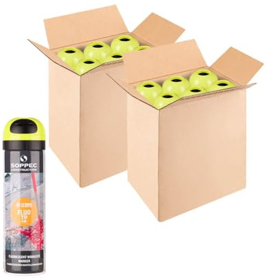 TMS PRO SHOP 12 Dosen SOPPEC Fluo TP Markierfarbe, gelb, langfristig, 500 ml, Art.-Nr. 608334 | Bodenmarkierungsfarbe | Straßenmarkierungsfarbe | Markierungsspray