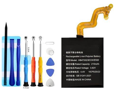 Vvuilsty HB472023ECW Batería de repuesto para Huawei Watch GT2 42 mm, batería recargable de 0 ciclos compatible con Huawei Watch GT2 42 mm con kits de herramientas de reparación