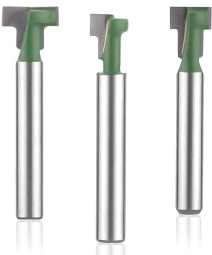 3pcs Keyhole Router Bits Set, 1/4 Inch Shank T Slot Cutter Set Router Bits, Blade Diameter 5/16, 3/8, and 1/2, Woodworking T Track Slot Cutter for Wood Hex Bolt Milling Cutters Set Home DIY