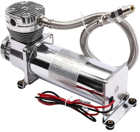 200PSI 3/8 NPT Heavy Duty Air Ride Suspension Compressor - 12V Air Compressor Kit for Train Horn/Air Ride Suspension Pump Replacement - Heavy Duty Air Ride Compressor