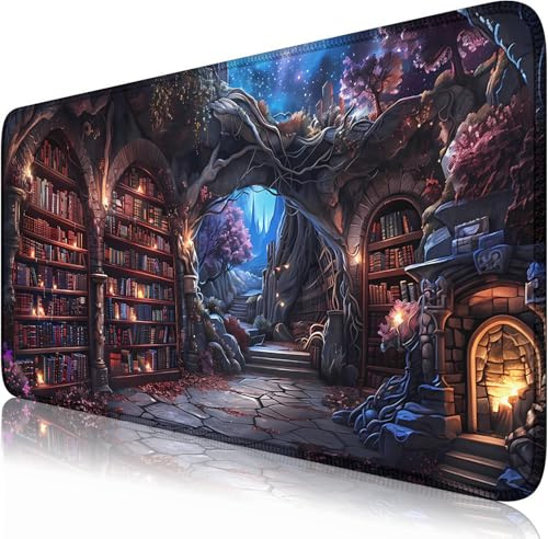 Nasdalgias Dark Academia Schreibtischunterlage, Bibliotheks-Schreibtischmatte, Hexen-Mauspad, XXL, großes Gaming-Mauspad für Büro, Computer, Tastatur, Laptop und Heimschreibtischunterlage, 31,5 x 40,9