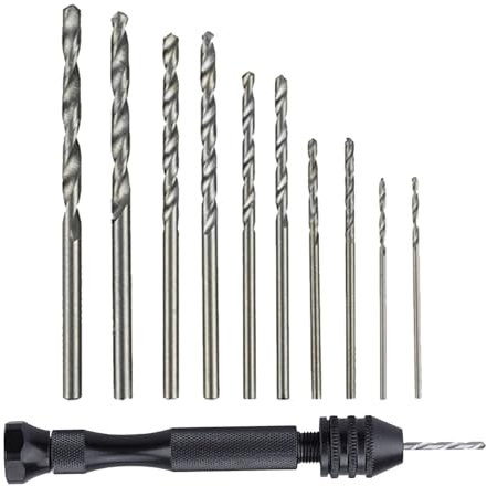 Taladro manual de aleación para hacer joyas de mano, taladro manual pequeño, taladro giratorio de mano con brocas de joyería y brocas para taladro, taladro pequeño para pequeñas tareas de precisión