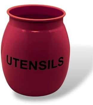 Nobel Barrel Shaped Utensil Holder & Organiser, Sturdy Cutlery Holder , Storage Container, Spoon Holder (RED)
