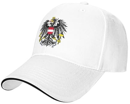 HZCRAES Unisex Baseballkappe Damen Herren, Einheitsgröße, Verschluss Verstellbar, 8 Farben, Vintage Österreichisches Staatswappen Basecap Kappe, Sandwich Kappe Uv Schutz Outdoor Reisen Angeln