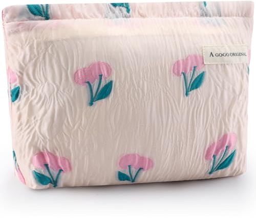 ZLFSRQ Cherry Makeup Bag for Women Cute Pink Cosmetic Bag Zipper Makeup Pouch for Purse Large Capacity Travel Toiletry Bags Aesthetic Essential Portable Cosmetic Organizer Gift Skincare Storage Bags