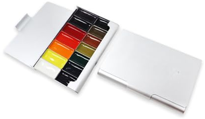 Artway Pocket Palette Ensemble de Peintures Aquarelle – Haute Pigmentation – 14 Mini Godets – Une gamme de couleurs hautement pigmentées dans une palette au format de poche