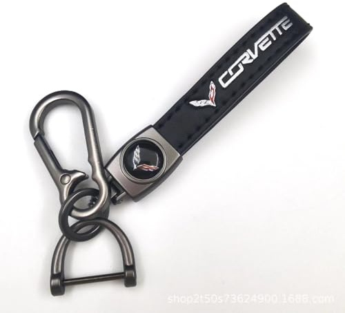 SDYAYFGE Porte-clés Anti-Perte,pour Corvette Key Voiture Chain Cuir Rings Multifonction Porte Étanche Anti-Rayures Clef Gifts