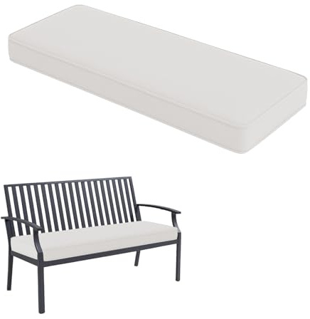 Generico Cuscino per Panca da Esterno e Interno, Imbottitura Alta Densità, Antiscivolo con Cinghie, Cuscino Panca Comfort per Giardino, Terrazza, Balcone e Casa,Bianca,100X60X5cm