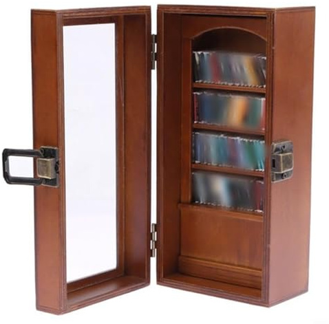 Tidevib Mini-Bücherregal für Angstzustände, 20,3 cm, mit 100 kleinen Büchern, Holz-Stressabbau-Dekor, Schreibtischregal, kreatives Arrangement-Ornament