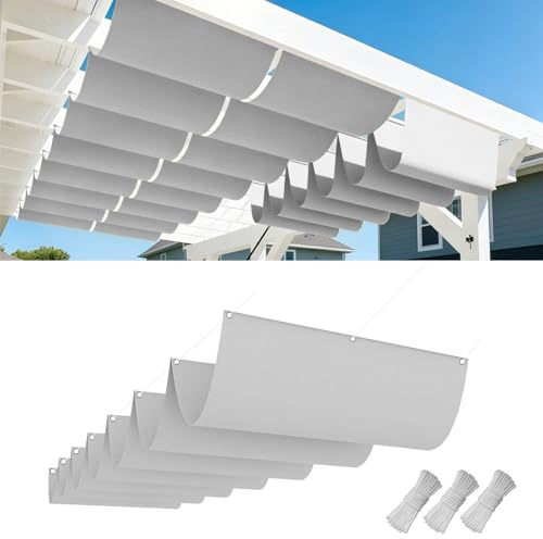 Tenda Parasole Retrattile a Onda, ZoneYan Telo Ombreggiante Esterno Impermeabile, Vele Ombreggianti 100x200cm, Tenda da Sole con Occhielli e Corda, Telo Parasole Giardino (Grigio, 100x200cm)