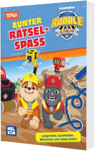 Rubble & Crew: Rubble & Crew: Bunter Rätselspaß: Labyrinthe, Suchbilder, Malrätsel und vieles mehr! | Rätselblock ab 3 Jahren mit den Bauhunden