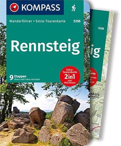 KOMPASS Wanderführer Rennsteig: Wanderführer mit Extra-Tourenkarte 1:50.000, 9 Etappen, GPX-Daten zum Download