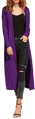 Re Tech UK Gilet Long - pour Femme - col/Manches Longues - Style Boyfriend/léger - Violet - XXXL EU 52-54 (Grande Taille)