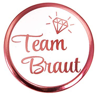 Oblique Unique® 1x Team Braut Button für JGA Junggesellinnenabschied Hochzeit Anstecker in Roségold - Top Qualität