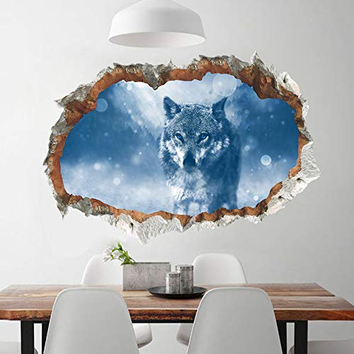 AmyGline DIY 3D Wandaufkleber Abnehmbare Moonlight Wolf wasserdichte Kinder Kindergarten Wohnkultur Wandbild Kunst Aufkleber