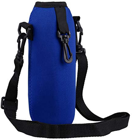Freebily 750ML Adjustable Shoulder Strap Water Bottle Carrier Insulated Neoprene Water Bottle Holder Bag Case Pouch Cover Blue One Size