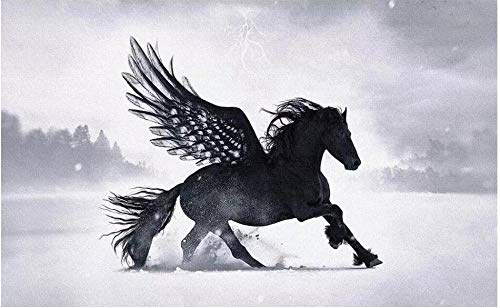 Wallpaper - Murals - Non-Woven - Photo Home Decoration Hand-Painted Pegasus Unicorn Retro TV Background Living Room Bedroom Background 3D Wallpaper