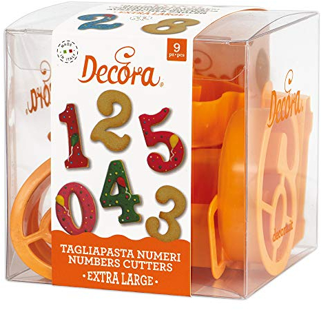 Decora 0255098 Kit 9 CORTADORES NÚMEROS Gigantes, Plástico, Amarillo