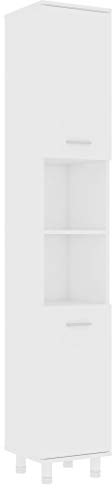 vidaXL Badezimmerschrank 6 Fächer 2 Türen Badschrank Badregal Badmöbel Schrank Badezimmer Regal Hochschrank Weiß 30x30x179cm Holzwerkstoff