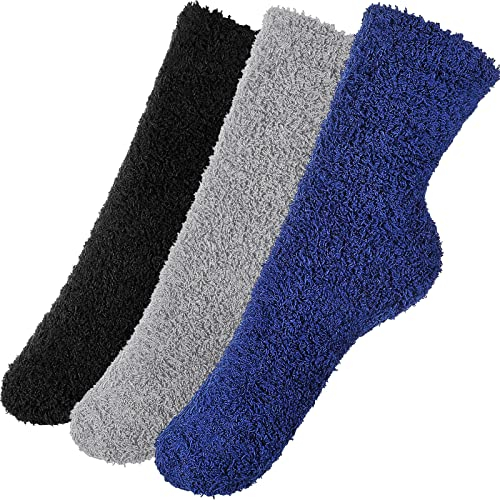 3 Paia Calzini da Uomo Pelosi Caldi per Dormire Calzini Comodi Morbidi per Casa Calzini Morbidi da Pavimento Calzini a Pantofola Morbidi Calzini da Letto in Pile, Taglia UK 5,5-11 (Stile Classico)