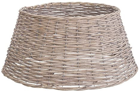 LOLAhome - Cubre pie para árbol de Navidad Fijo de Mimbre Color Natural de 42x58x28 cm
