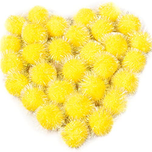 VAPKER 30 Stück Katzenball-Spielzeug, glitzernde Bälle, extra groß, 5,1 cm, Lieblingsjagd-Glitzerball, Lametta, Pompons, Bälle, Gelb