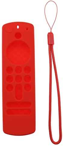 Funda protectora de control remoto con correa de mano compatible con Alexa Voice Remote 2021 (3ª generación) / Fire TV Stick 4K 2021 funda de silicona roja