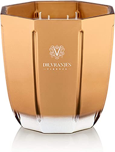 Dr. Vranjes - Decorative Scented Candle Oro - Oud Nobile 500 g / 18 oz, Refined Colored Glass Vessel Hand-Made, Octagonal Form, Color Gold, Made in Italy
